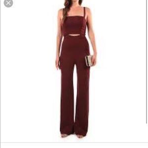 Wide Leg Maroon Jumpsuit